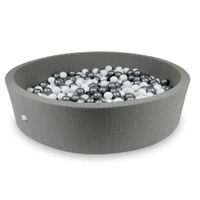 Suchy basen 130x30cm szary z piłeczkami 600szt (białe, srebrne)