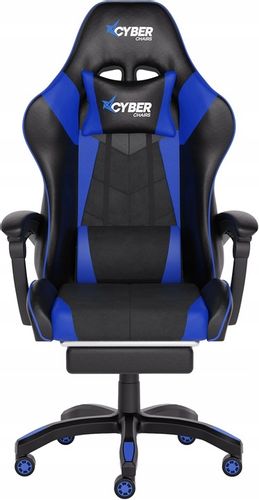 FOTEL GAMINGOWY CYBER CHAIRS X-POWER BLUE - BIUROWY Z MASAŻEM I PODNÓŻKIEM na Arena.pl