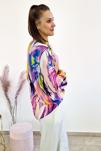 Fiolet Wzorzysta Koszula Damska Picasso UNI na Arena.pl