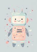 Plakat 13x18cm Wzory dla Dzieci, Dziewczynki i Chłopca - Robocik
