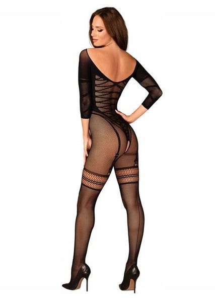 Czarny Bodystocking Siateczkowy Prześwitujący G329 Obsessive S/M/L zdjęcie 2