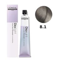 Loreal Dia Light farba do włosów farbowanych i uwrażliwionych, koloryzacja kwasowa ton w ton, bez amoniaku, 50ml 8.1 jasny blond popielaty