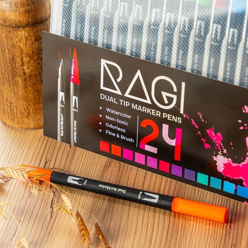 MARKERY AKWARELOWE 24 SZT MAZAKI PISAKI FLAMASTRY DWUSTRONNE WODNE ZESTAW na Arena.pl