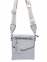 Erick Style torebka listonoszka skóra ekologiczna pasek BOHO srebrny A0951