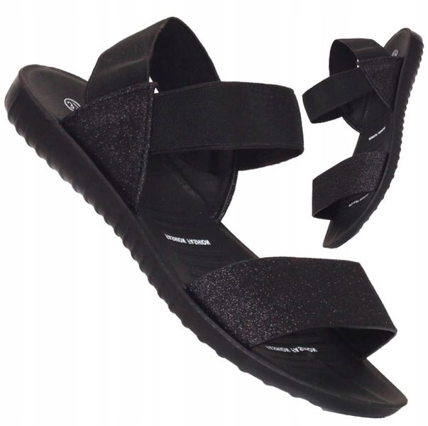 SANDAŁY DAMSKIE SPORTOWE NA GUMIE CZARNE NA LATO zdjęcie 7