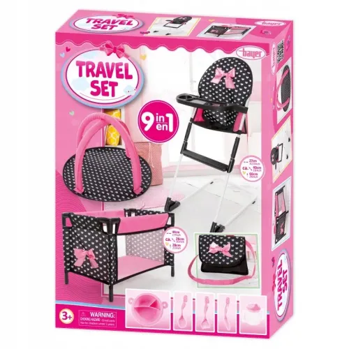 Łóżeczko Dla Lalki Turystyczne, Krzesełko Do Karmienia Z Akcesoriami Bayer na Arena.pl