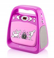 BOOMBOX KARAOKE GŁOŚNIK BLUETOOTH USB MP3 MIKROFON ODTWARZACZ CD RÓŻOWY