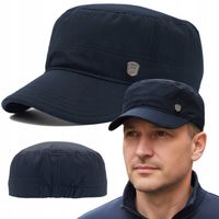 PATROLÓWKA Męska Czapka z Daszkiem Ocieplana z Podszewką GRANAT Pako Jeans