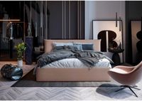 Łoże tapicerowane z przeszyciami zewnętrznymi Velluci 140x200