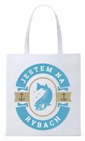 Dla Wędkarza Rybaka Torba Eco Biała Shopper Z Nadrukiem Ze Zdjęciem
