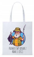 Dla Wędkarza Rybaka Torba Eco Biała Shopper Z Nadrukiem Ze Zdjęciem