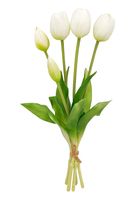 TULIPAN sztuczny TULIPANY SILIKONOWE BUKIET 5 sztuk BIAŁY