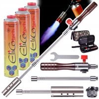 PALNIK GAZOWY OPALANIA PODGRZEWANIA ETUI 3X BUTLA ELICO 600ML DREWNO SKŁADA