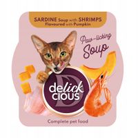 Delickcious zupa dla kota z sardynką, krewetką i dynią, 12x80g