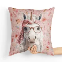 Poduszka Jednorożec - Ręcznie Wykonana z Mikrofazy i Minky Tył poduszki: - Czarny