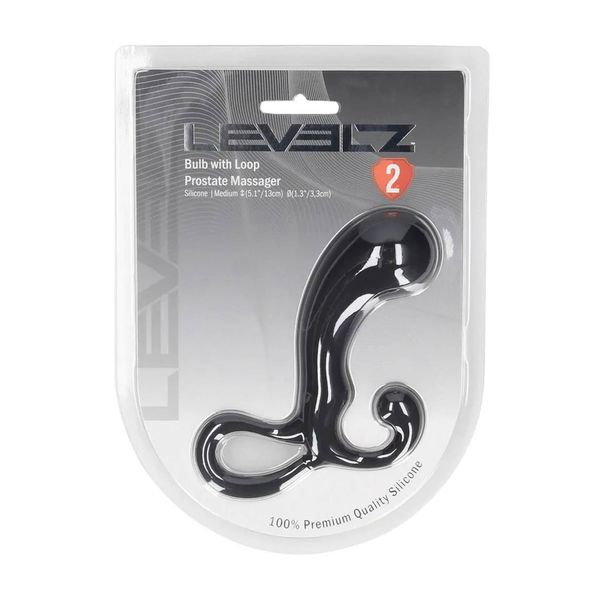 Bulb With Loop Silicone Prostate Massager - M - Black zdjęcie 2