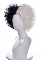 PERUKA WŁOSY CRUELLA DE MON BIAŁO CZARNA NA SIATCE W79