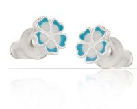 kolczyki biało - niebieskie kwiatuszki (p15/kds/10/3ag)