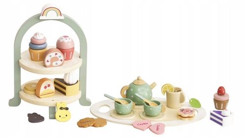 CUKIERNIA DREWNIANY ZESTAW DO HERBATY SERWIS KAWOWY AKCESORIA DO ZABAWY FI na Arena.pl