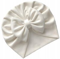 Czapka niemowlęca TURBAN kokarda CHRZEST 0-6