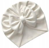 Czapka niemowlęca TURBAN kokarda CHRZEST 0-6