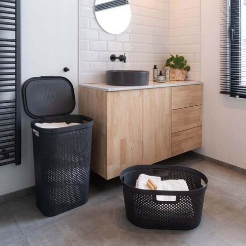 Kosz na pranie CURVER NFINITY RECYCLED Eko 60L grafitowy stylowy i na Arena.pl