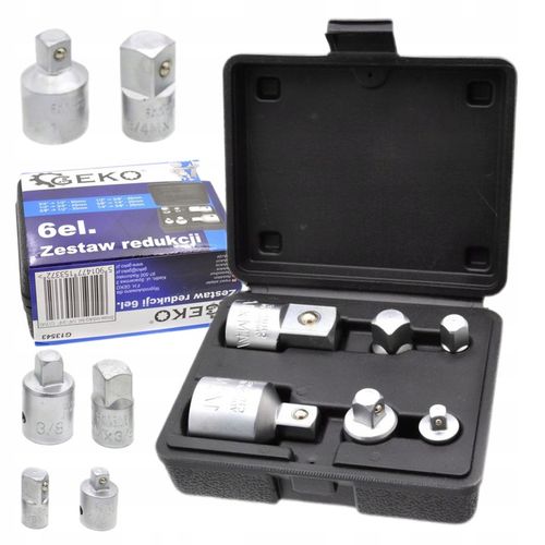 ZESTAW REDUKCJI CHROMOWANYCH NASADKI 1/4 1/2 3/4 3/8 6EL ADAPTERÓW G13543 na Arena.pl