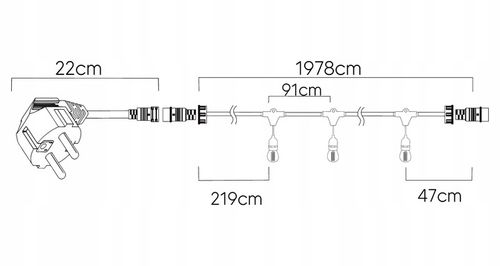 Girlanda Ogrodowa Świetlna 20m+21x Żarówka LED 1W Zewnętrzna Wodoszczelna na Arena.pl
