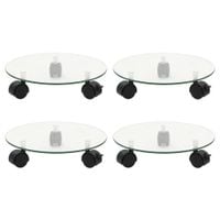 Podstawki pod doniczki, na kółkach, 4 szt., 28 cm, szklane