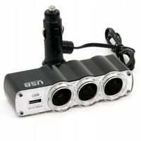 Rozgałęźnik adapter gniazda zapalniczki 12/24V 3 gniazda + port USB 5V