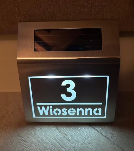 Solarny Numer Domu LED + Tabliczka INOX – Podświetlany, stal na Arena.pl