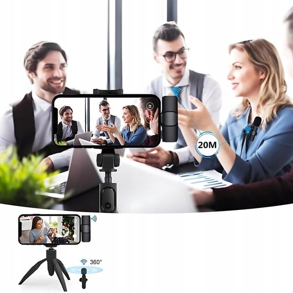 ZESTAW 2x MIKROFON KRAWATOWY BEZPRZEWODOWY USB C NA KLIPS USBC 2 MIKROFONY zdjęcie 2