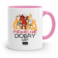 Kubek Różowy Dla Szefa Piekielnie Dobry Szef Z Nadrukiem Ze Zdjęciem