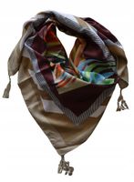 Chustka apaszka z frędzlami brązowa wielokolorowa 49