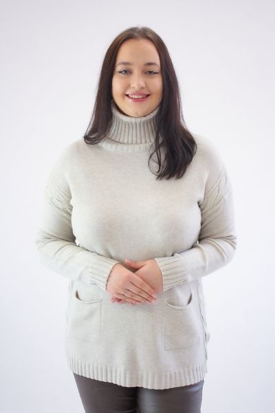 Sweter Golf z Kieszeniami Beżowy UNI zdjęcie 1