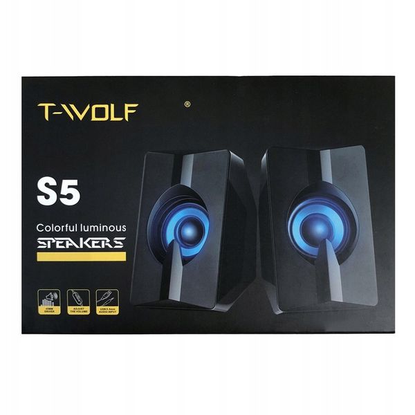 GŁOŚNIKI KOMPUTEROWE LED LAPTOP PC USB T-WOLF S5 zdjęcie 14