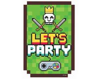 Zaproszenia urodzinowe Game On piksele Minecraft 6szt.