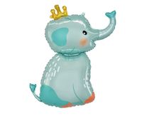 Balon foliowy Słonik z koroną niebieski baby shower urodziny roczek 73x88 cm