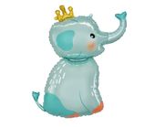 Balon foliowy Słonik z koroną niebieski baby shower urodziny roczek 73x88 cm
