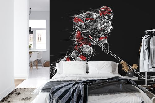 Fototapeta Rysowany Hokeista Vinyl Gładki 254x184 na Arena.pl