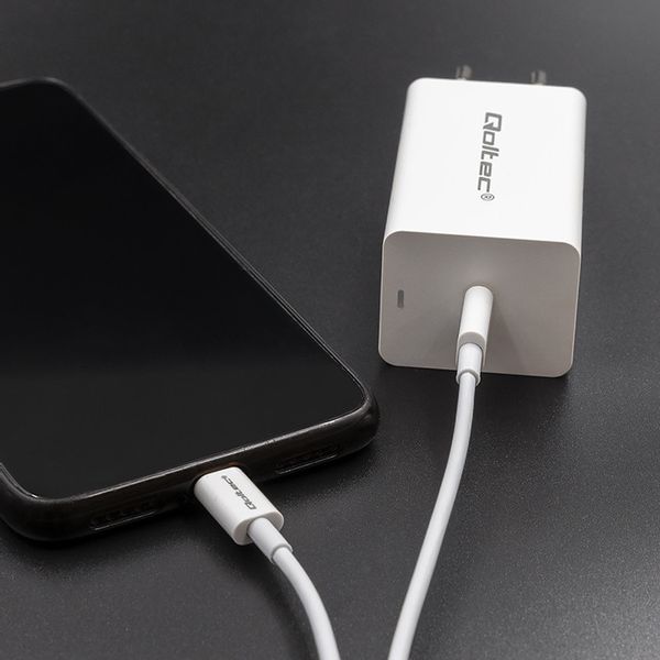 Qoltec Kabel USB 2.0 typ C USB 2.0 typ C 60W QC 3.0 PD 1.5m Biały zdjęcie 4