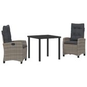 Zestaw do jadalni w ogrodzie 3 pcs Szary polirattan