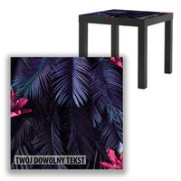 BLAT SZKLANY IKEA LACK Fioletowe liście z Twoim napisem 55x55cm 067b