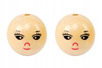 Drewniane koraliki kula BUZIA buźka 22mm 2szt.