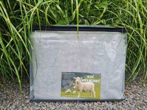 Koc wełniany jagnięcy z frędzlami 160x200 dwustronny popielaty ekri na Arena.pl