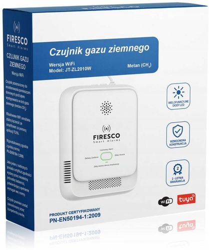 CZUJNIK GAZU ZIEMNEGO LNG METAN Firesco JT-ZL2010W Z MODUŁEM WiFi Tuya na Arena.pl