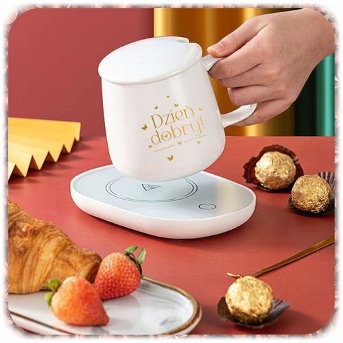 ZESTAW PREZENTOWY PODGRZEWACZ KABEL KUBEK POKRYWKA ŁYŻECZKA DO KAWY na Arena.pl