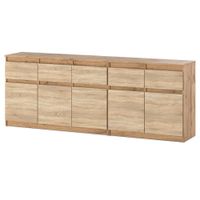 Komoda Drewniana Nowoczesna Młodzieżowa 5 Szuflad 200cm Dąb Wotan Sonoma