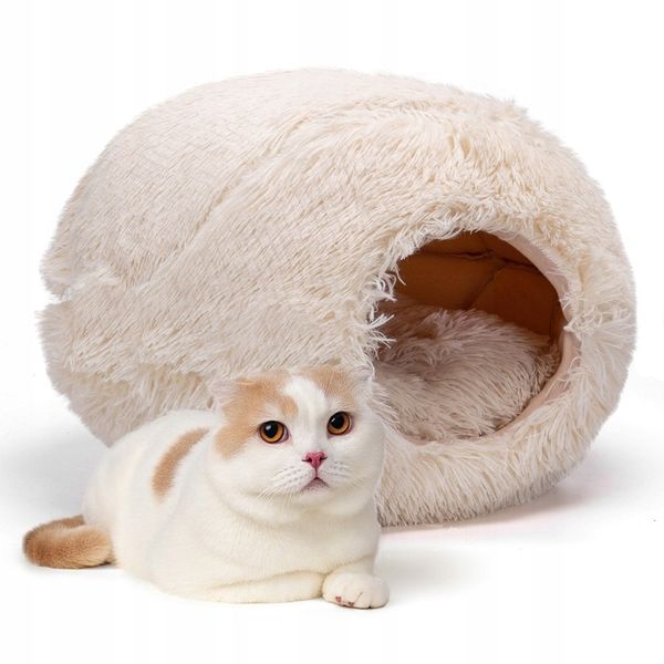Domek dla kota biały okrągły 46cm*47cm*36cm zdjęcie 1