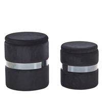 Zestaw 2 pufów ze schowkiem welurowy czarny DORIS